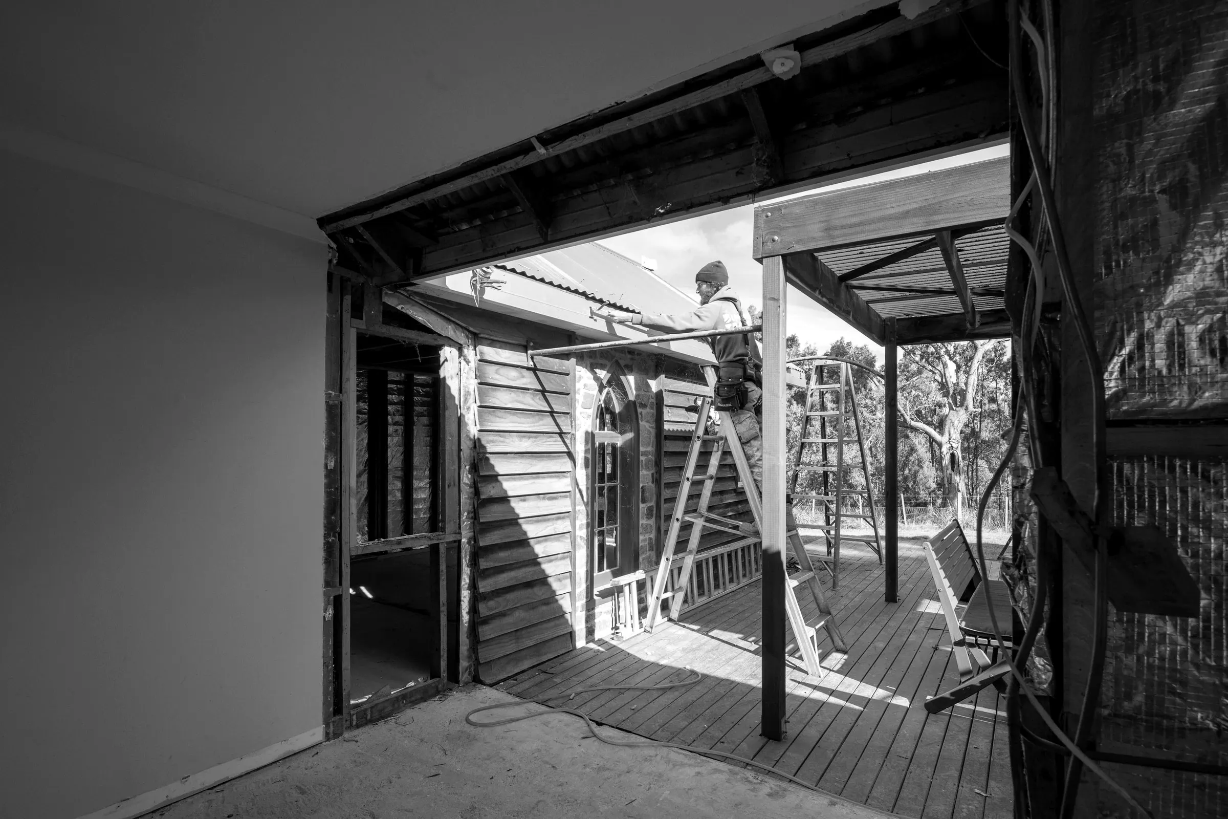 A plastered room opening onto the new deck, Relbia